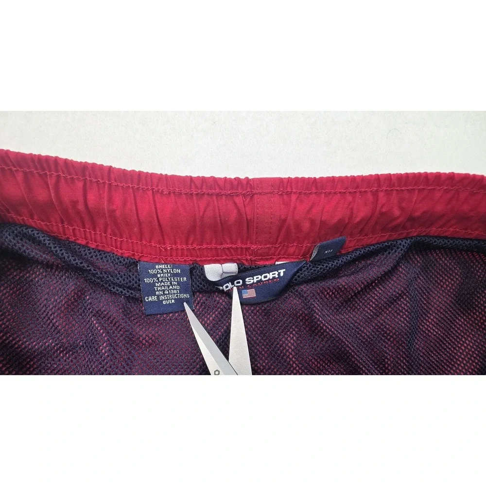 VTG Polo Sport Ralph Lauren Mens XL 36 Swim Trunks Shorts Spellout Red‎ Blue